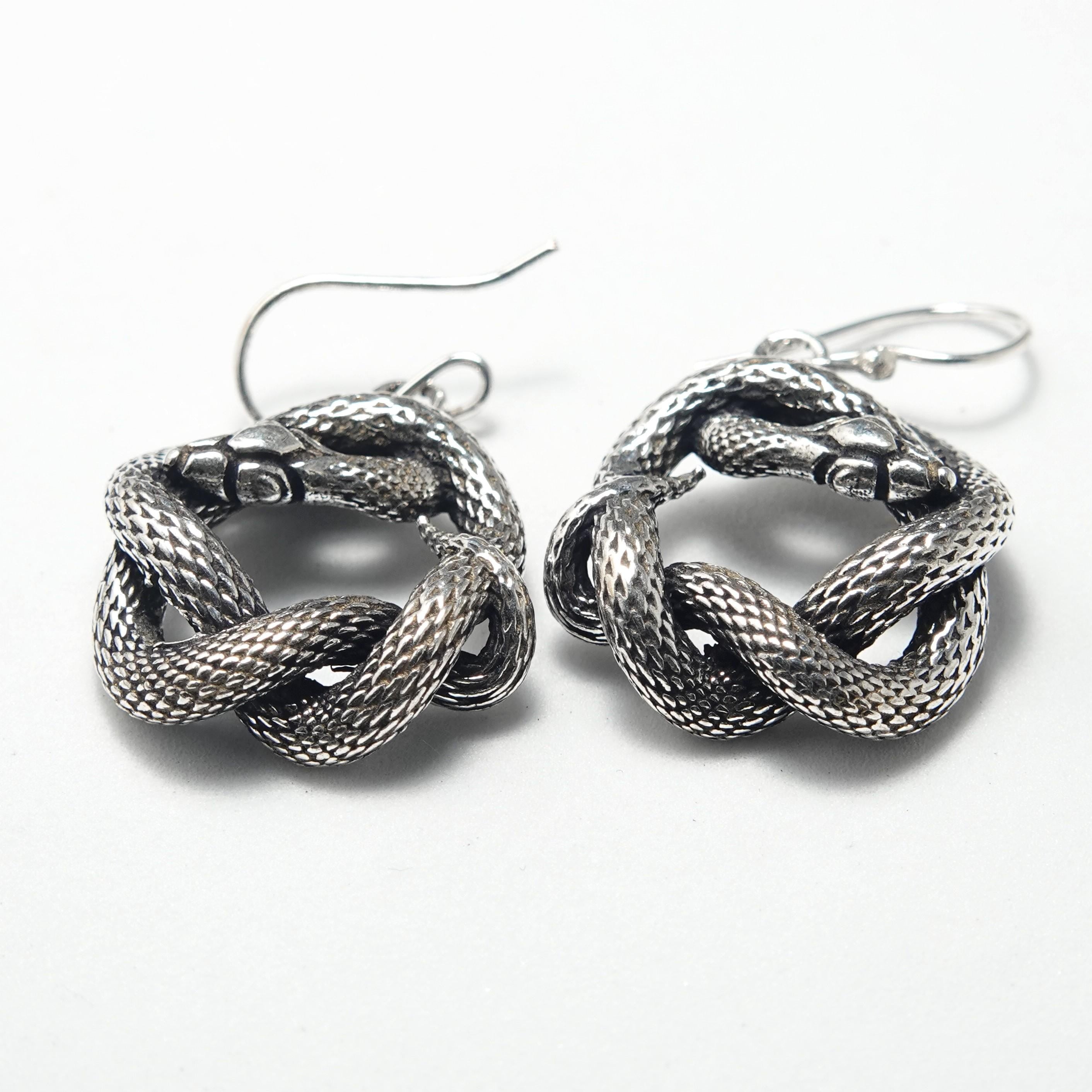 Brass Snake Earrings, Bohemian Jewelry, Handmade