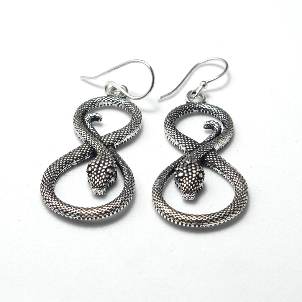 Brass Snake Earrings, Bohemian Statement Jewelry