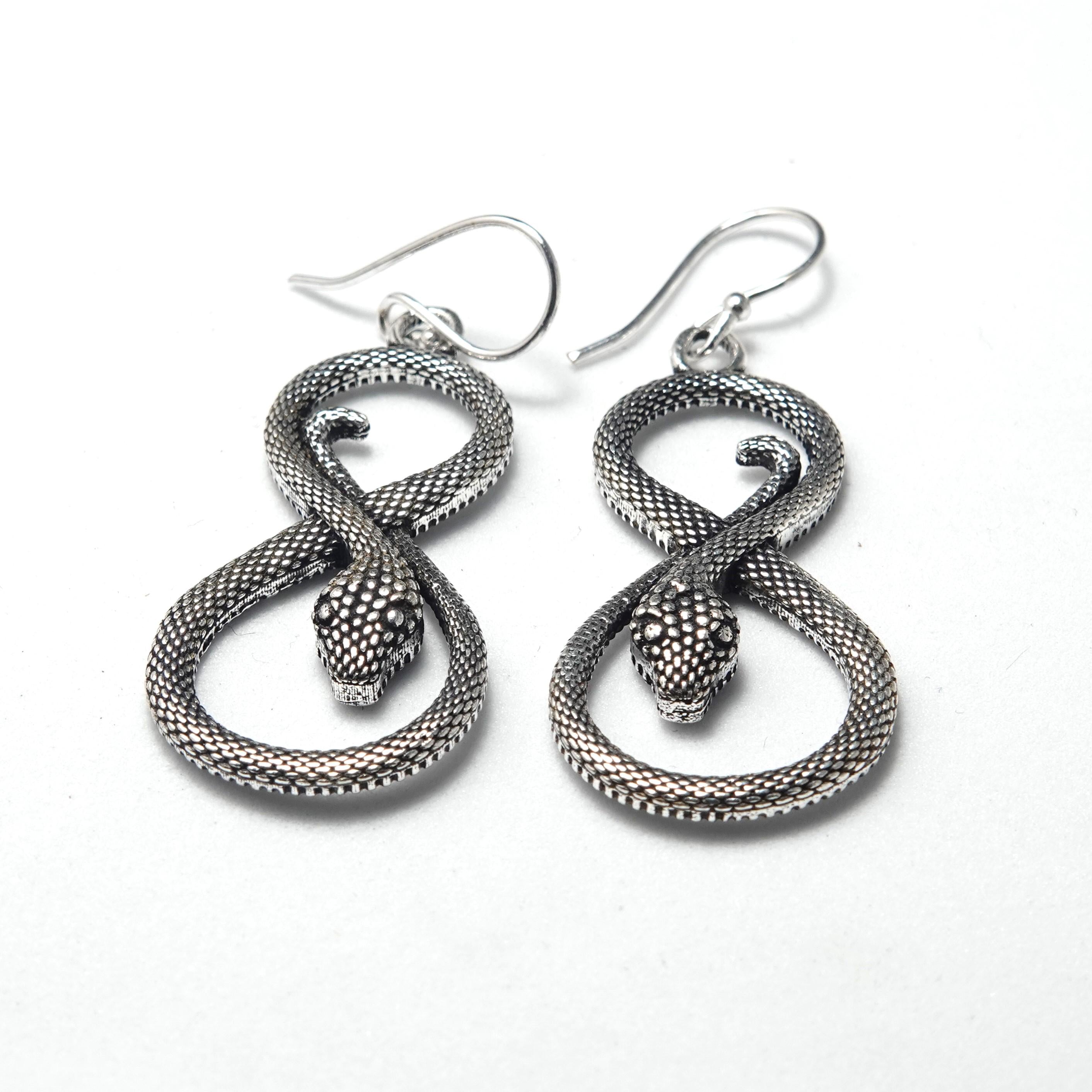 Brass Snake Earrings, Bohemian Statement Jewelry