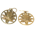 Bohemian Brass Lotus Flower Earrings, Handmade Mandala Jewelry