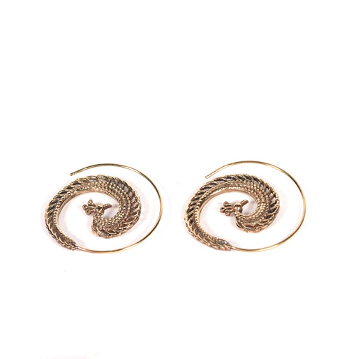 Bohemian Brass Peacock Earrings, Fringe Statement Jewelry