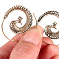 Bohemian Brass Peacock Earrings, Fringe Statement Jewelry