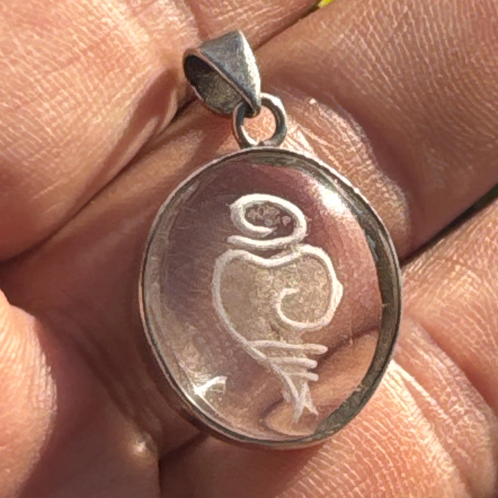 Silver Himalayan Crystal Pendant: Feng Shui Mystic Knot Charm