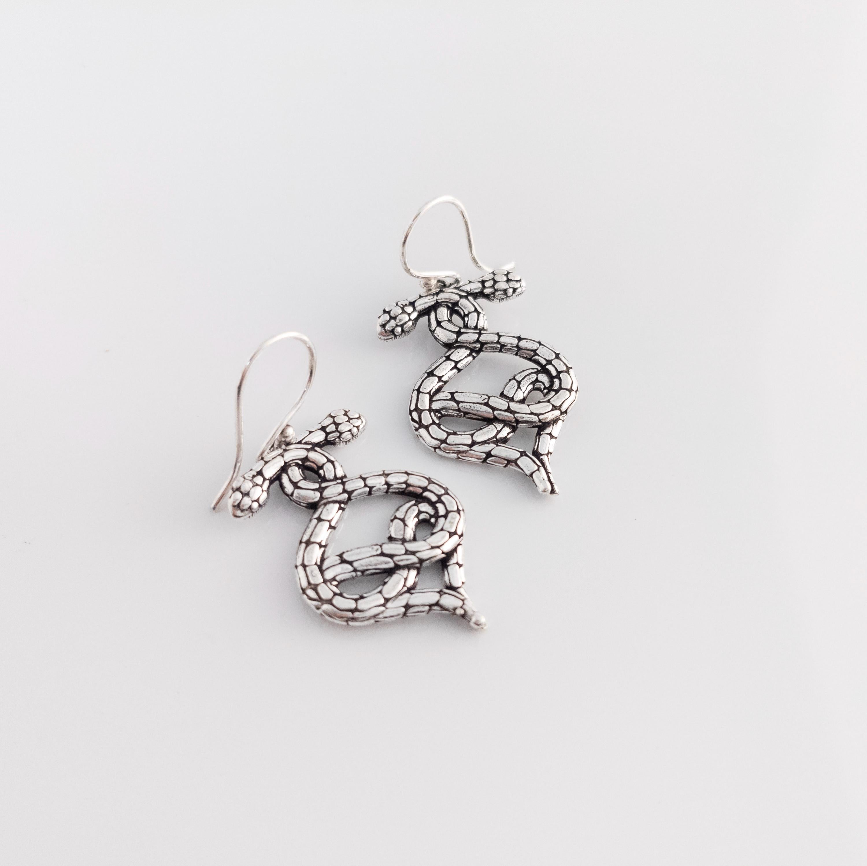 Bohemian Brass Snake Earrings, Handmade Statement Jewelry
