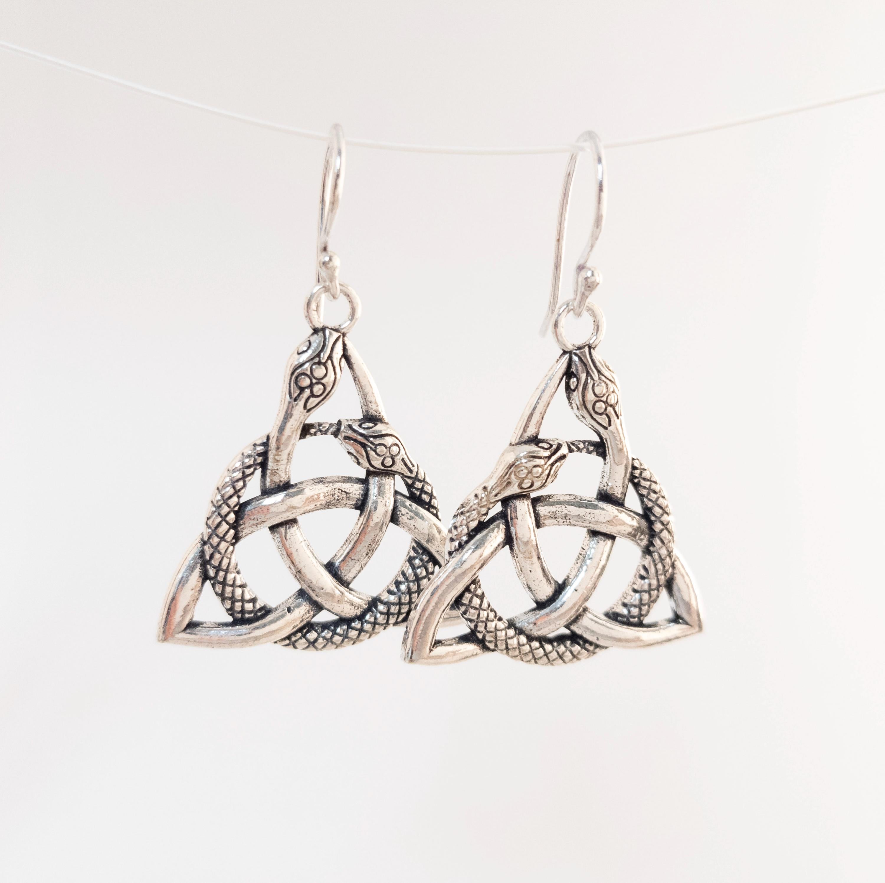 Brass Snake Earrings, Bohemian Tribal Jewelry