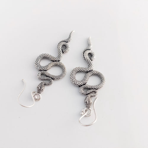 Brass Snake Dangle Earrings, Bohemian Jewelry