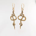 Brass Snake Dangle Earrings, Bohemian Jewelry