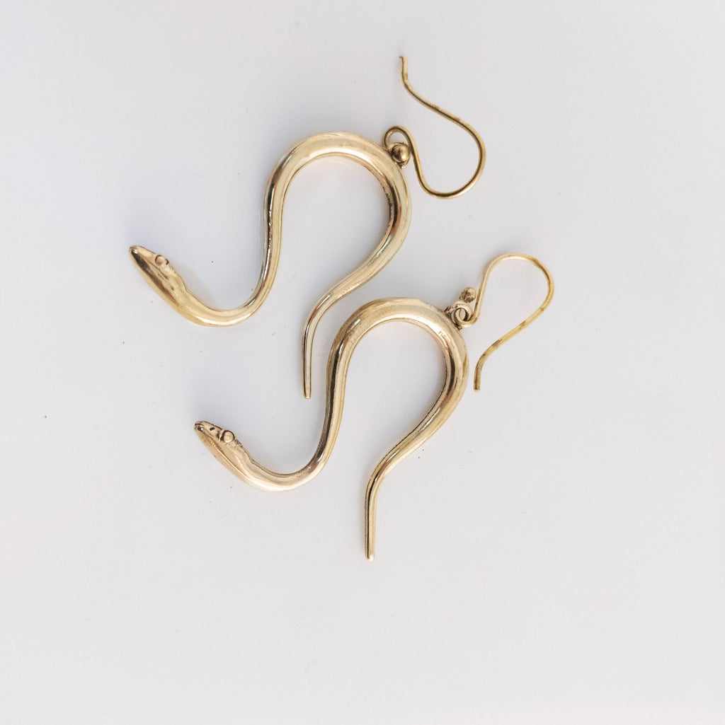 Bohemian Brass Snake Earrings, Southwest Inspired Fringe