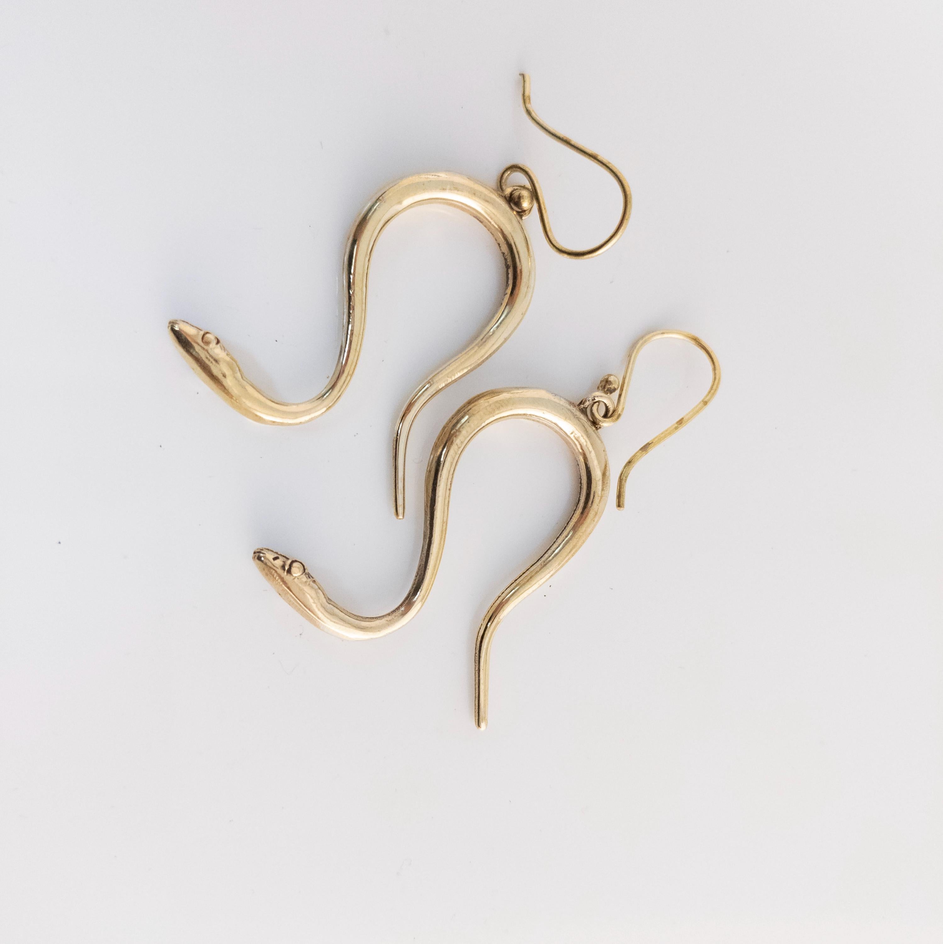 Bohemian Brass Snake Earrings, Southwest Inspired Fringe