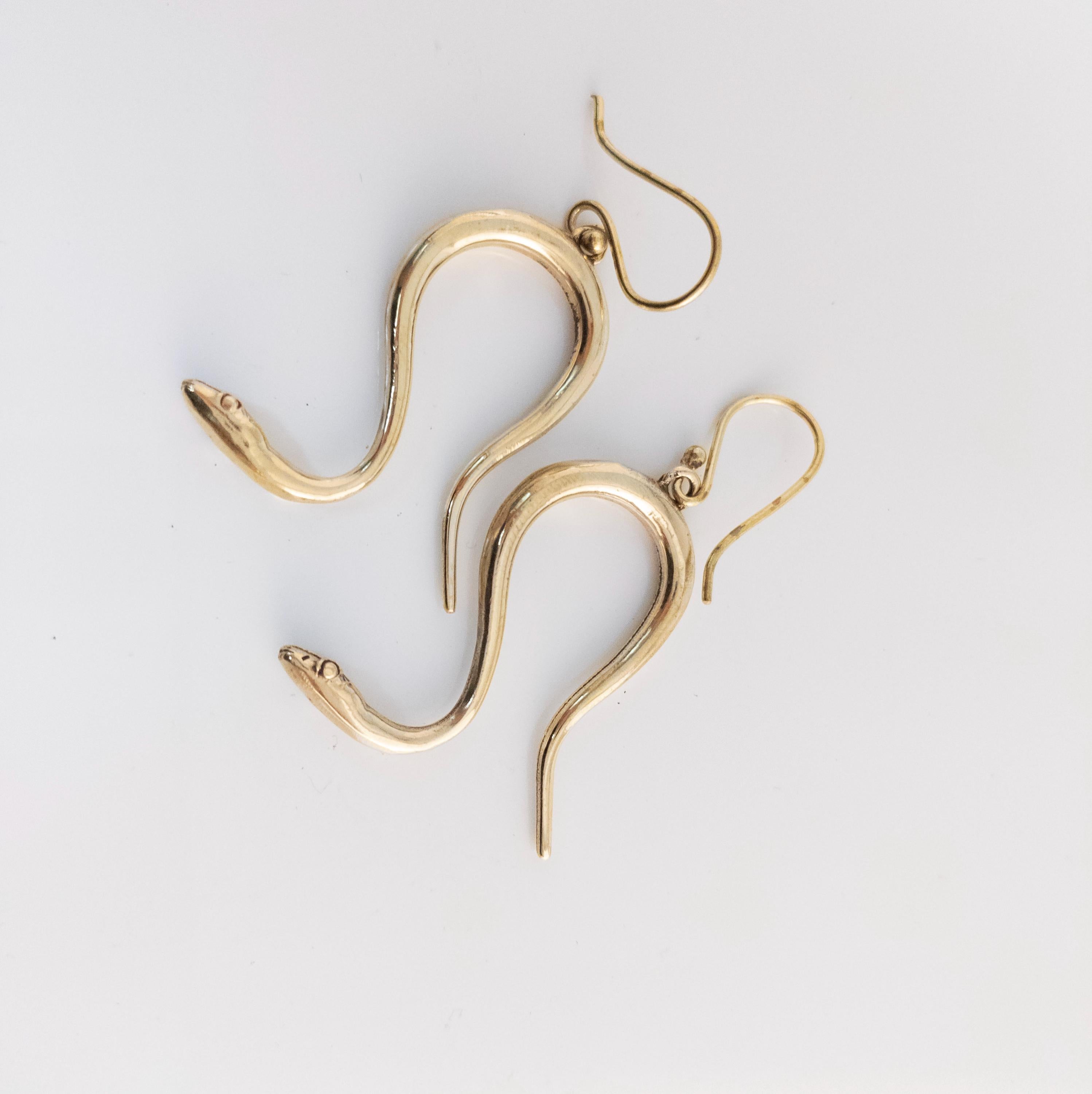 Bohemian Brass Snake Earrings, Southwest Inspired Fringe