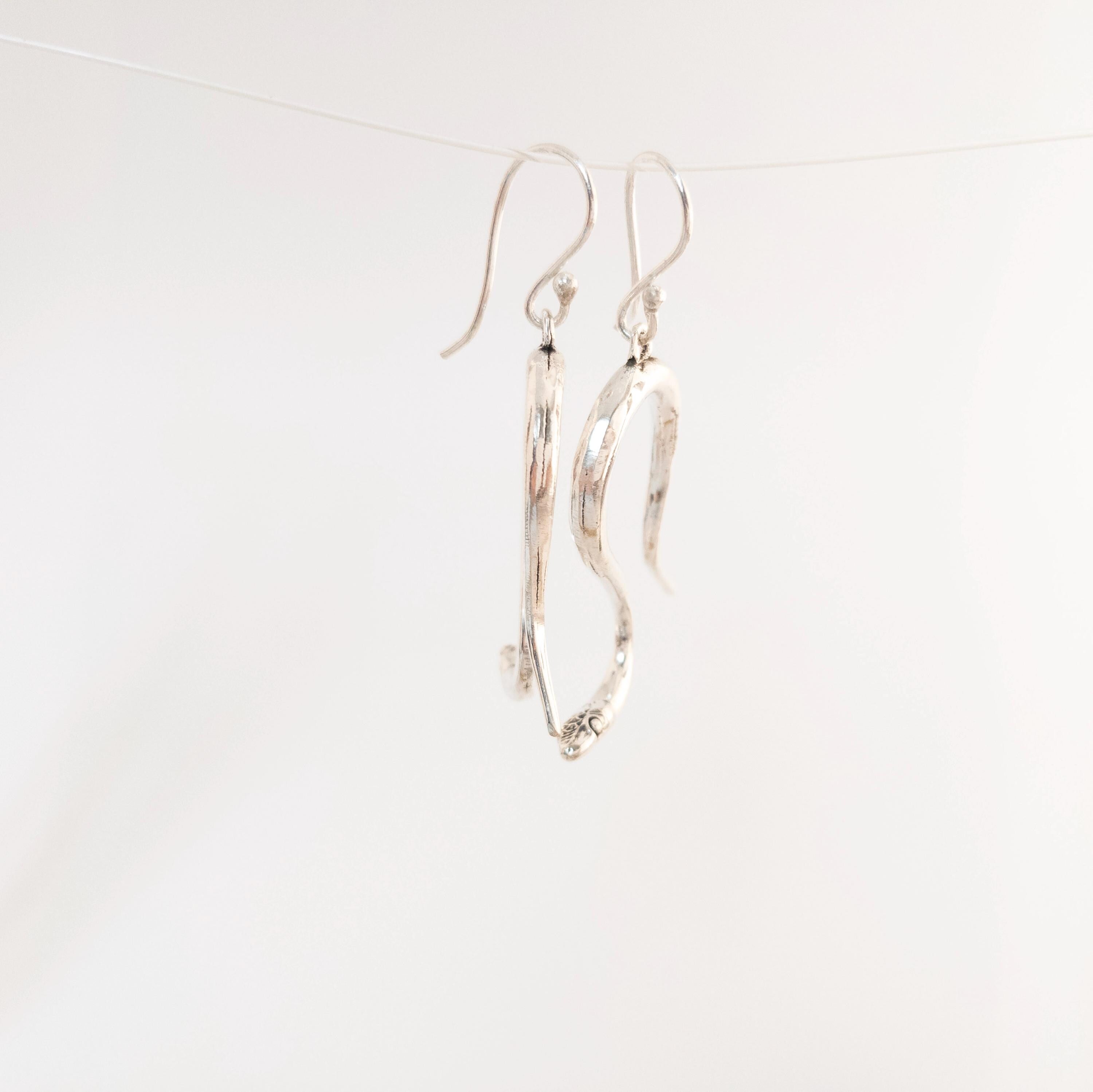 Bohemian Brass Snake Earrings, Southwest Inspired Fringe