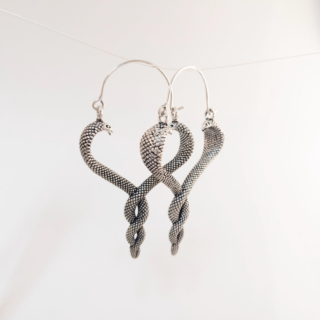 Bohemian Brass Snake Earrings, Southwest Statement Jewelry