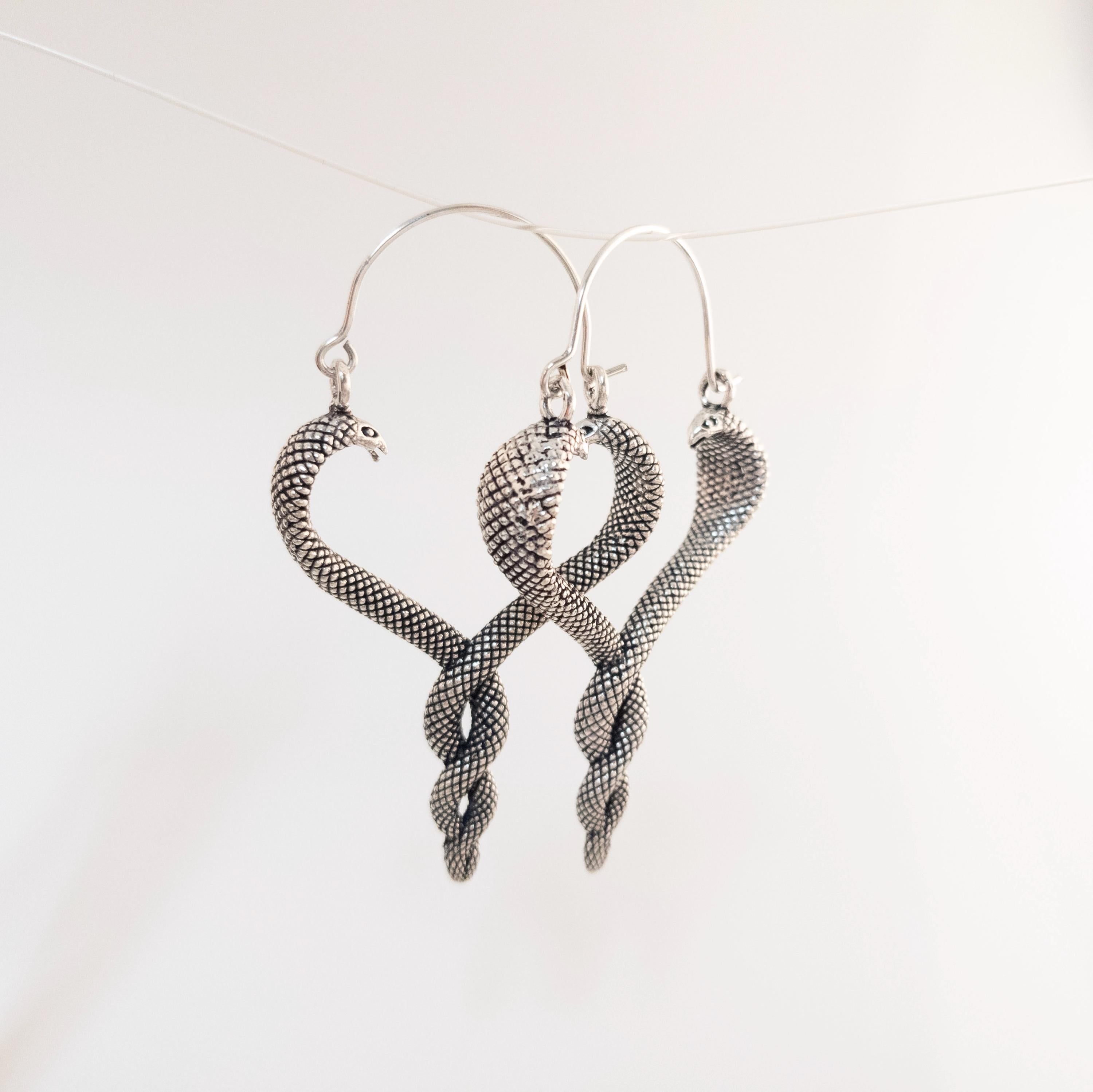 Bohemian Brass Snake Earrings, Southwest Statement Jewelry