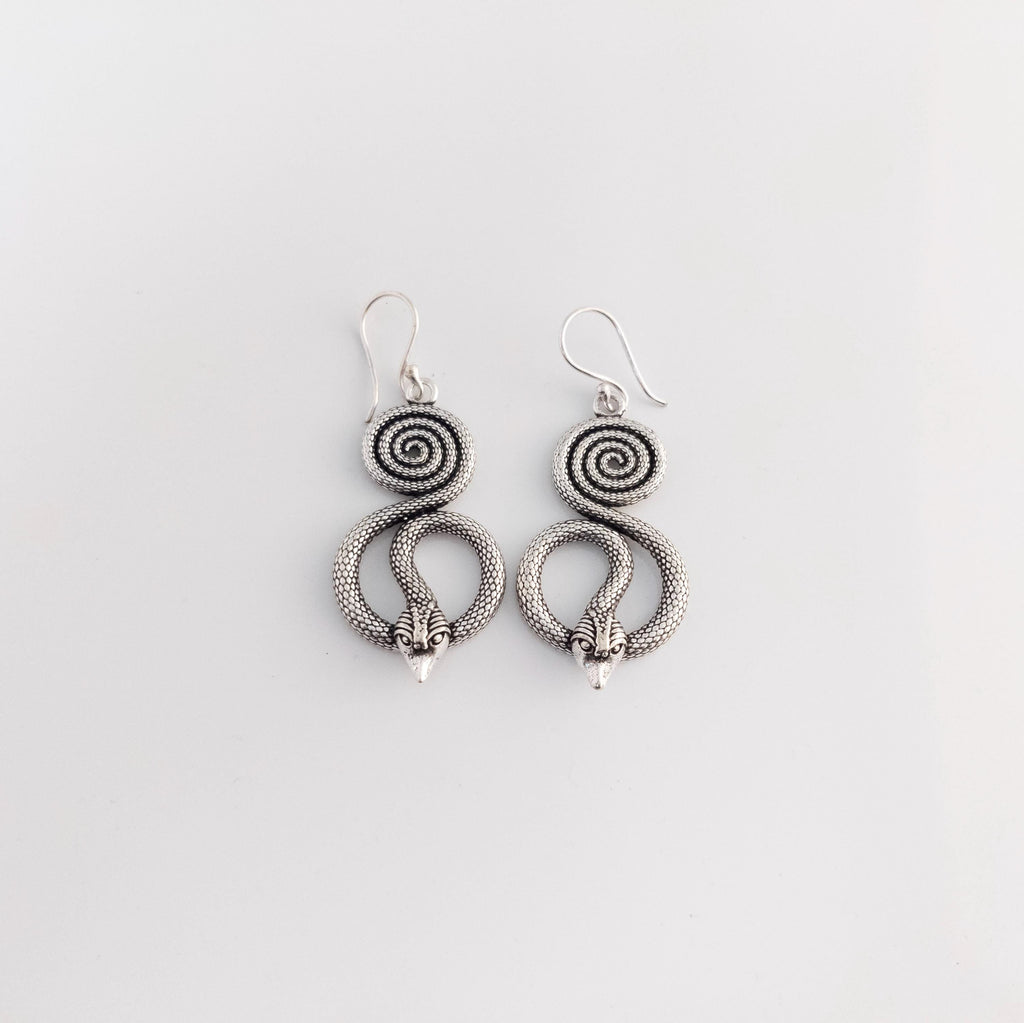 Bohemian Brass Snake Earrings, Statement Jewelry