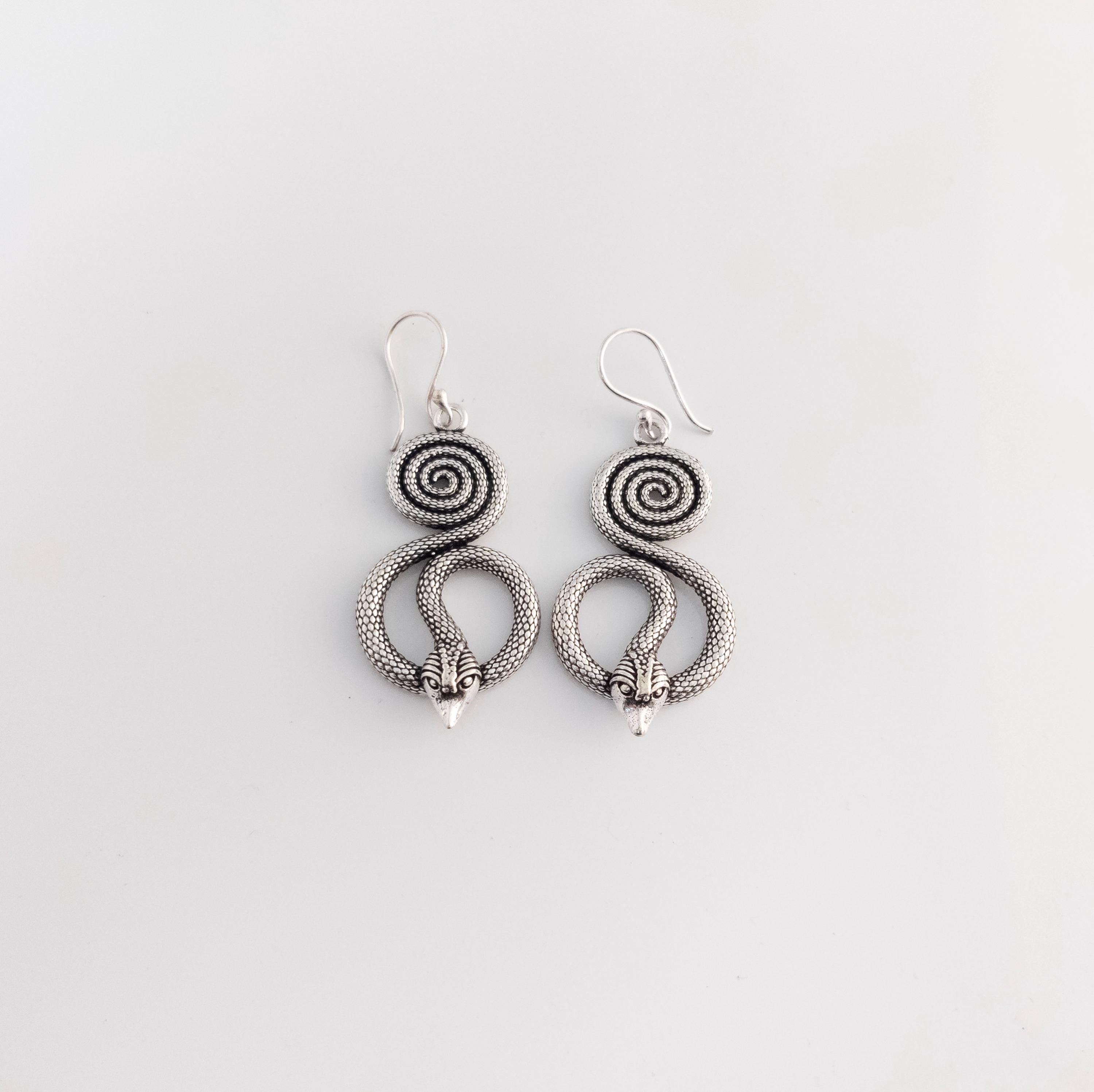 Bohemian Brass Snake Earrings, Statement Jewelry