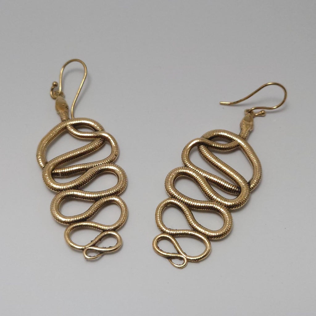 Bohemian Brass Snake Earrings: Southwest-Inspired Statement Jewelry