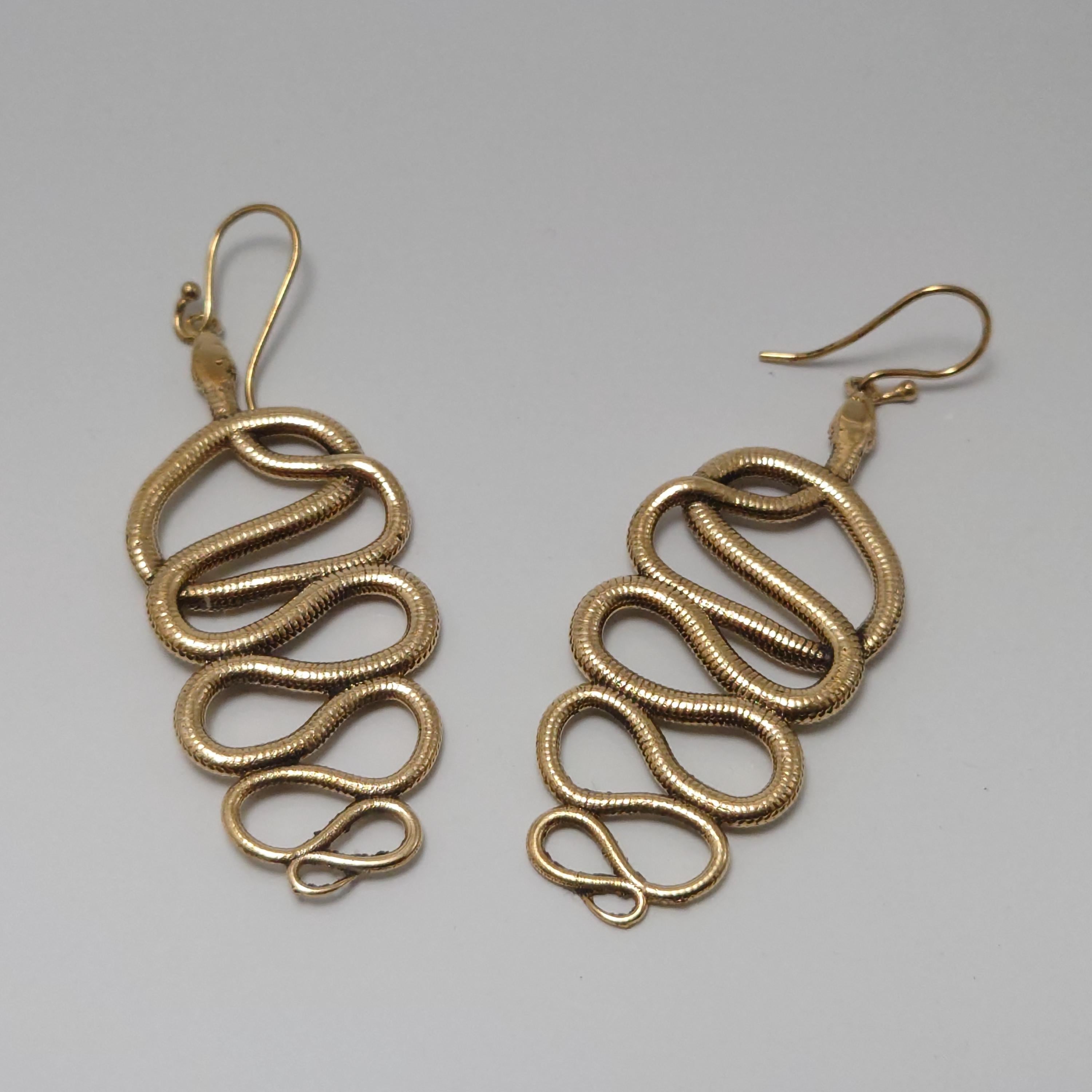 Bohemian Brass Snake Earrings: Southwest-Inspired Statement Jewelry