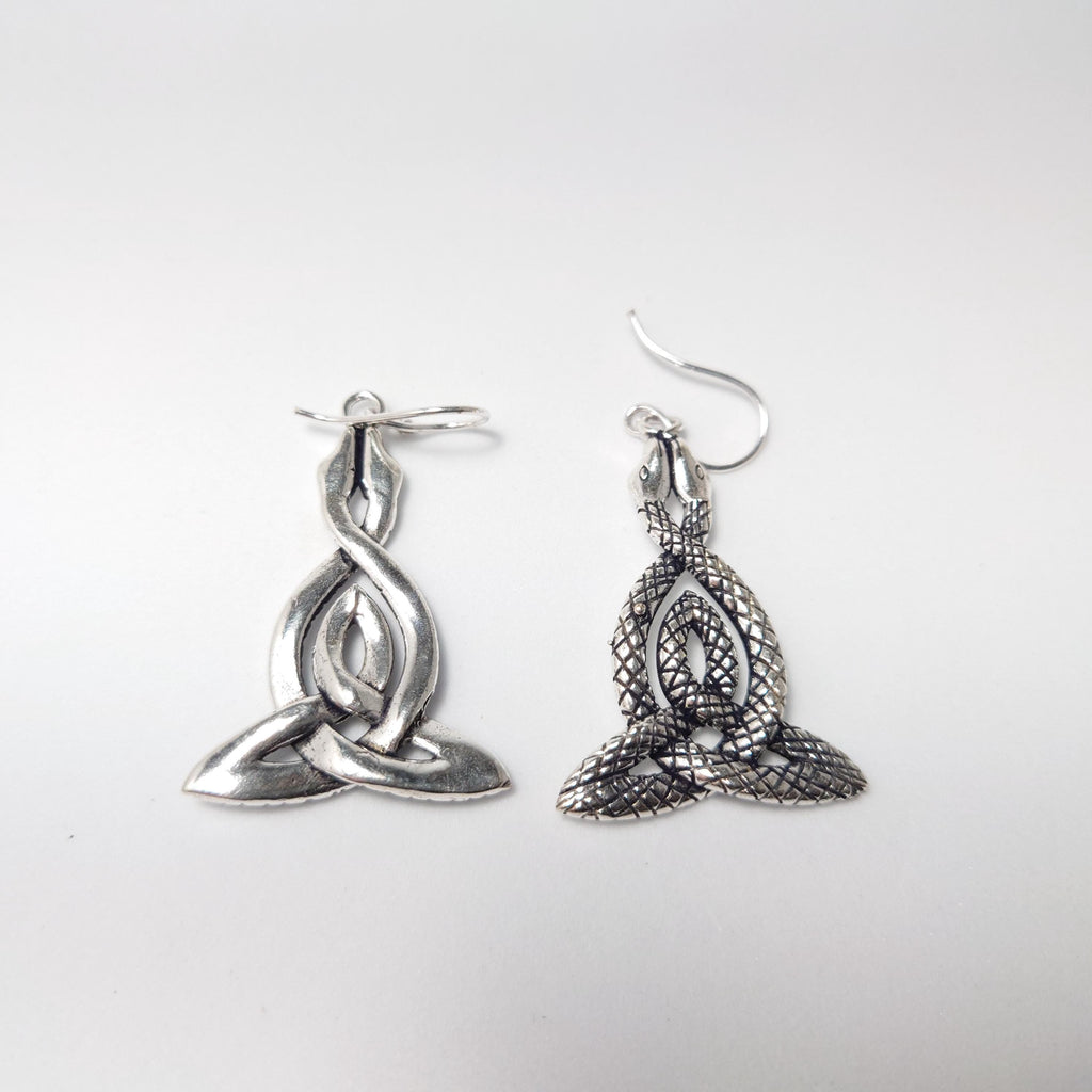 Boho Brass Snake Earrings, Handmade Celtic Knot Jewelry