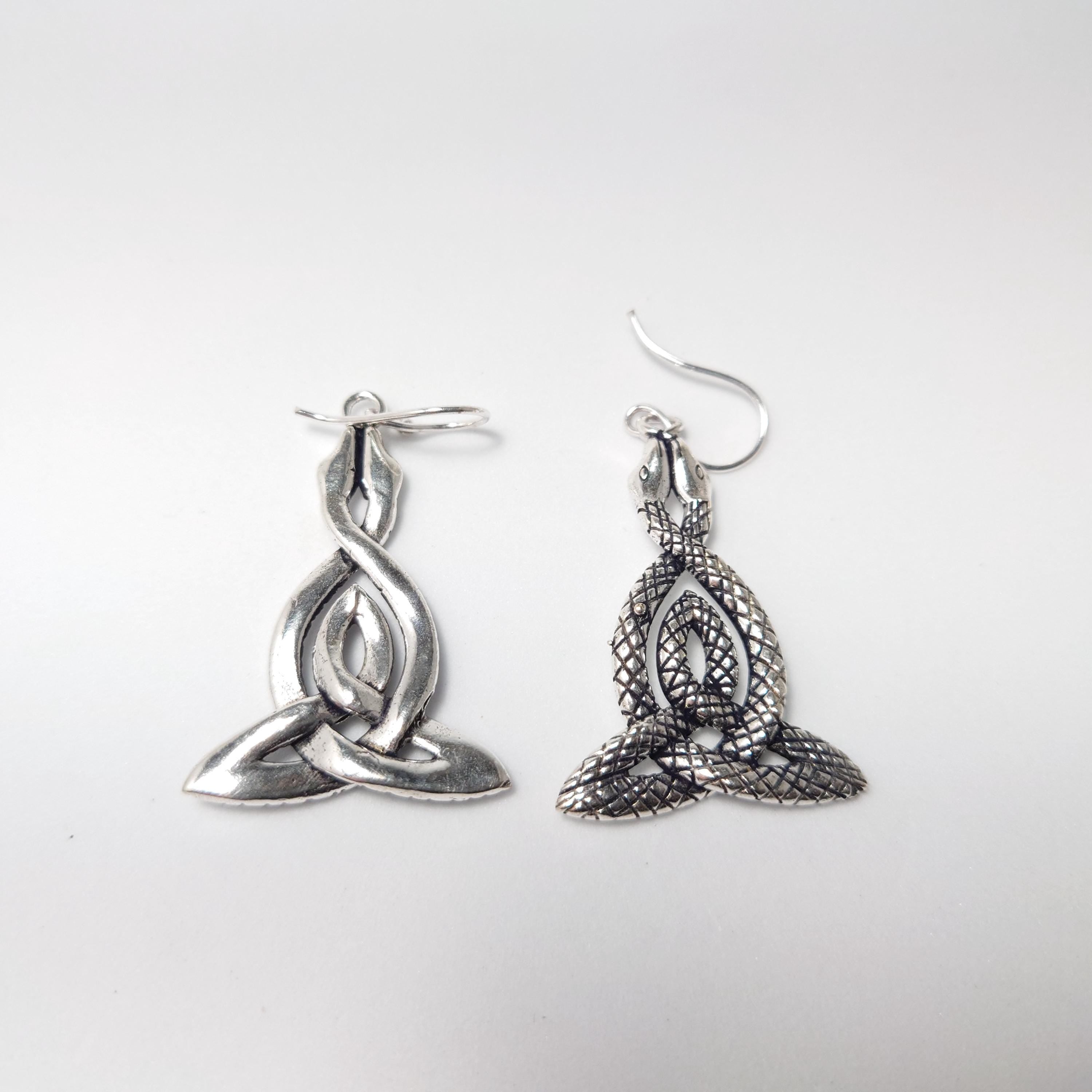 Boho Brass Snake Earrings, Handmade Celtic Knot Jewelry