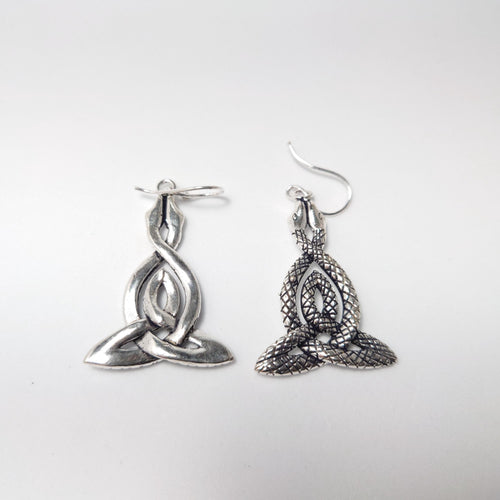 Boho Brass Snake Earrings, Handmade Celtic Knot Jewelry
