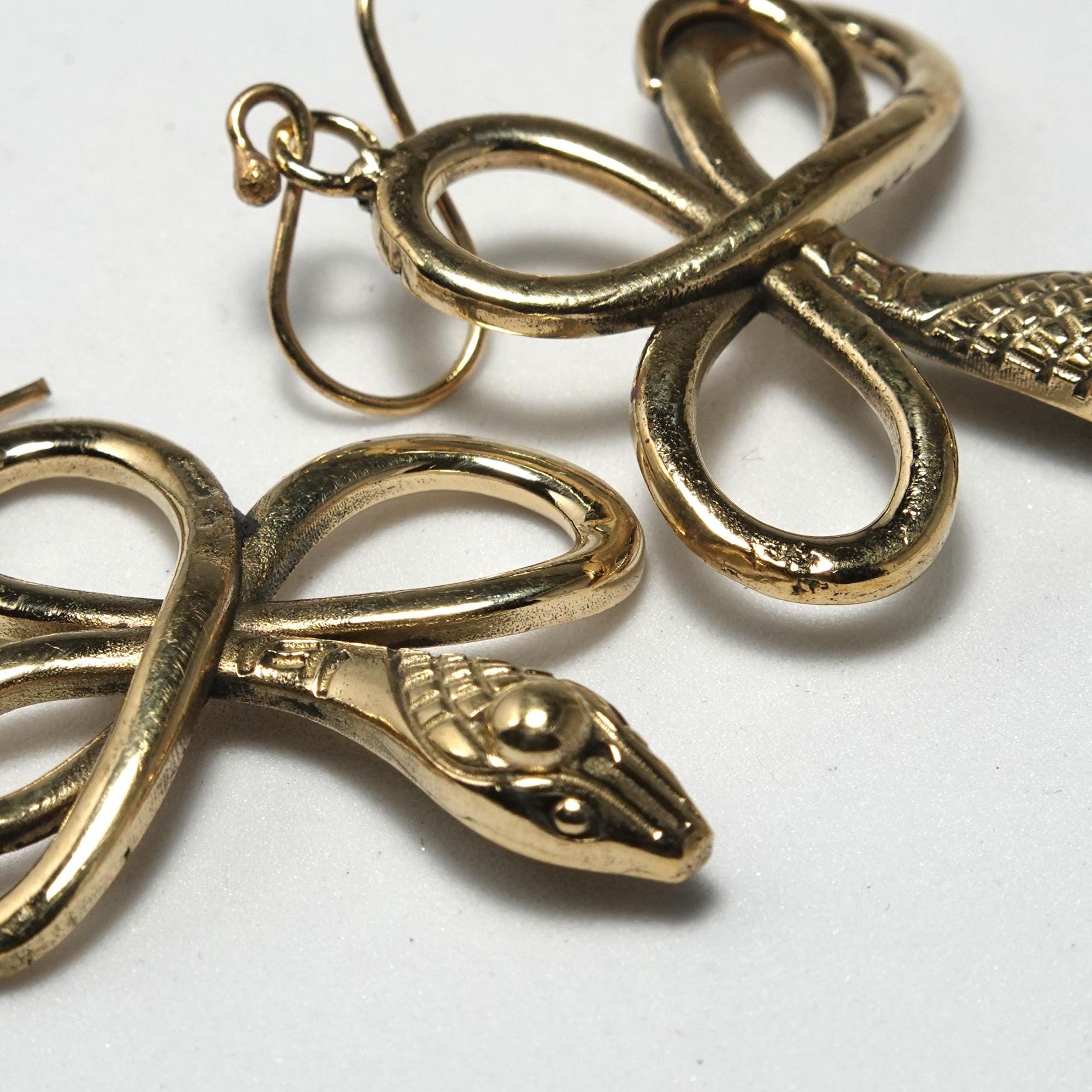 Bohemian Brass Snake Earrings, Southwest Inspired