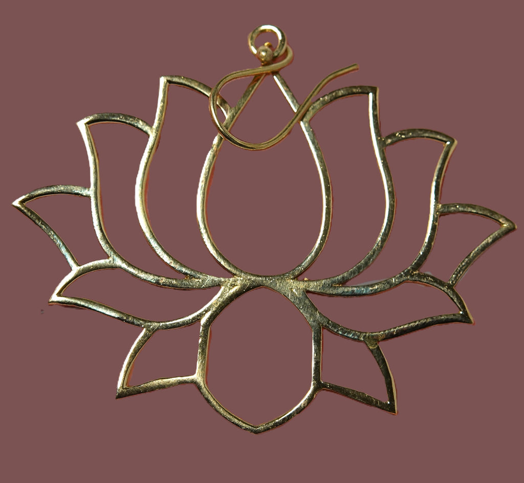 Handmade Brass Lotus Earrings, Bohemian Statement Jewelry