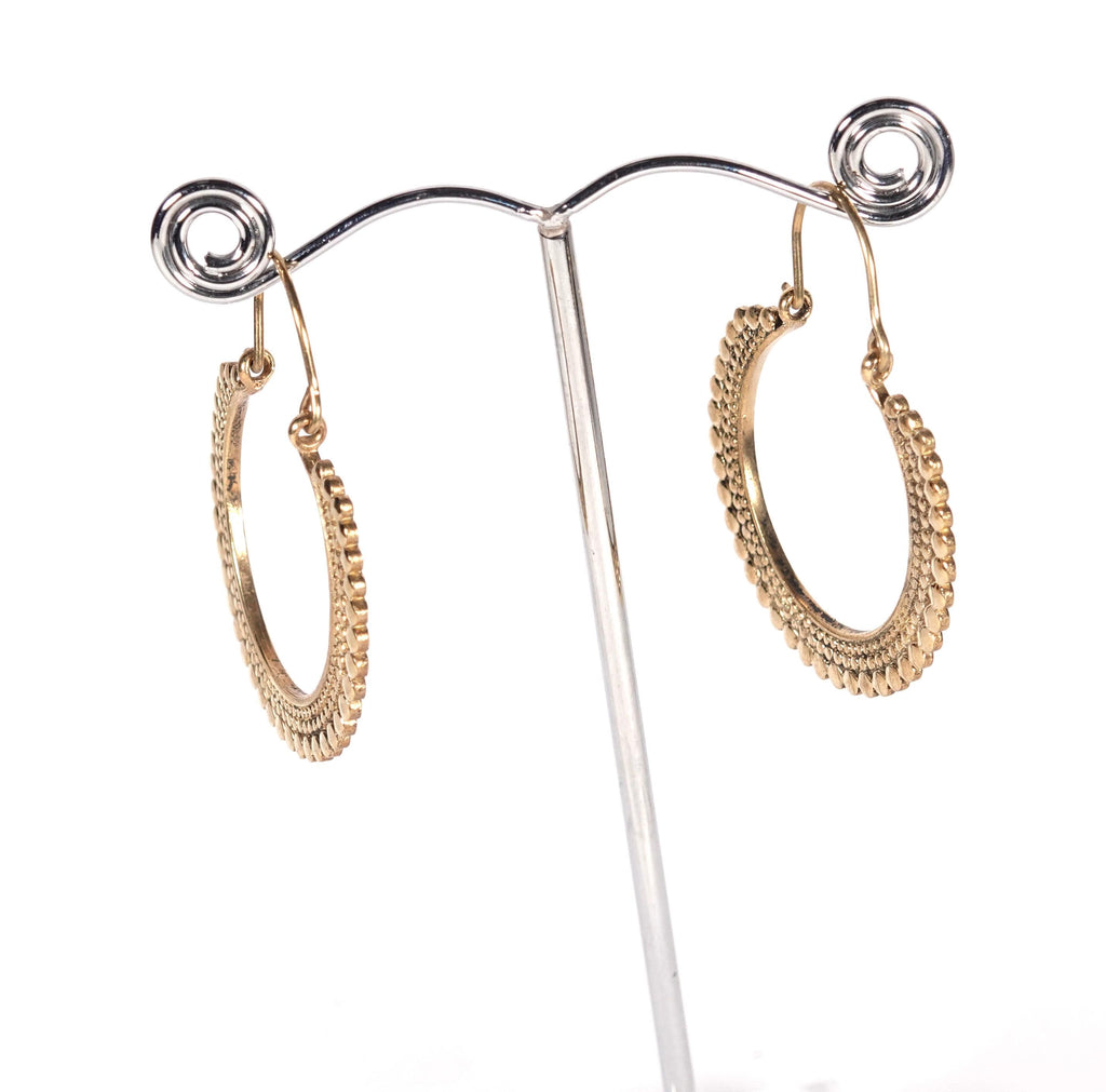 Boho Brass Hoop Earrings, Handmade Bohemian Jewelry