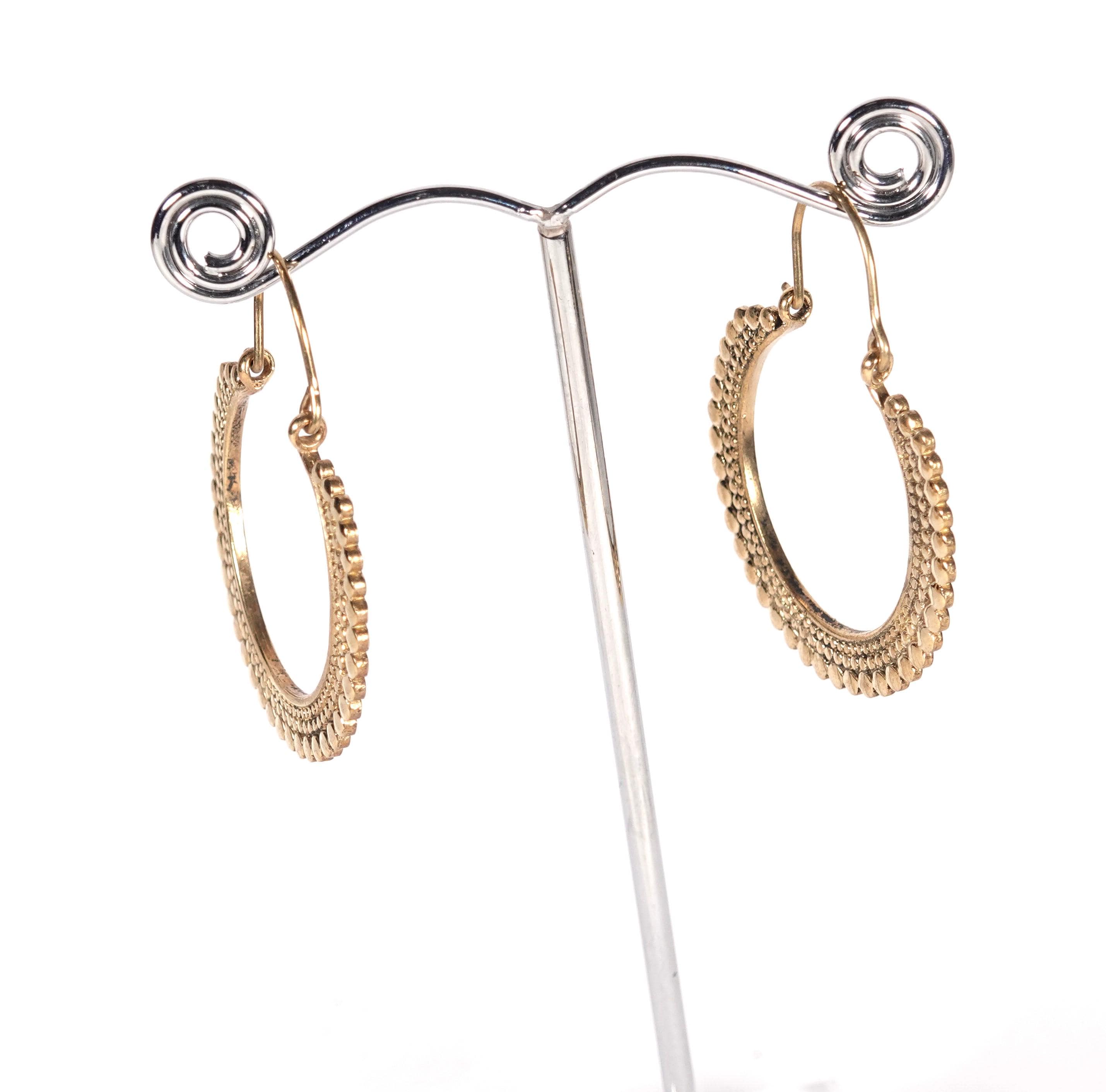 Boho Brass Hoop Earrings, Handmade Bohemian Jewelry
