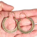 Boho Brass Hoop Earrings, Handmade Bohemian Jewelry