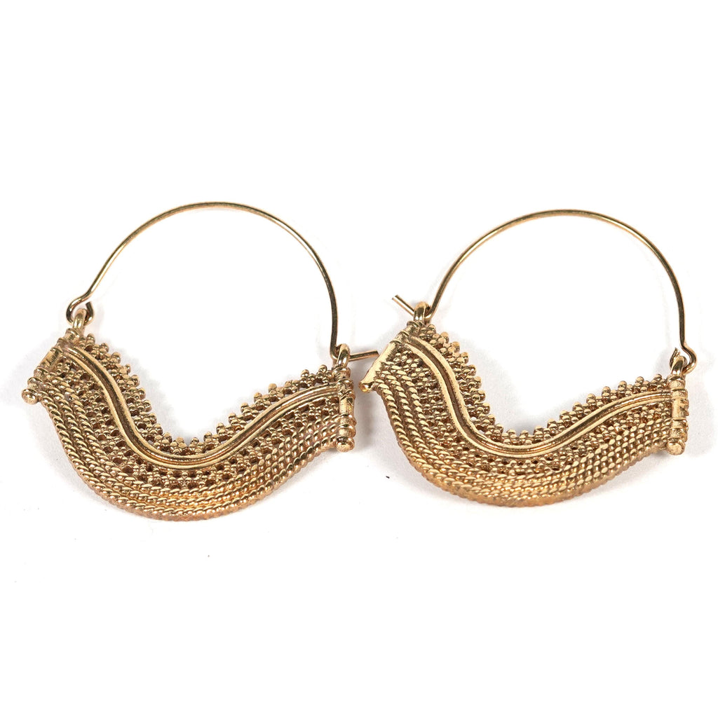 Boho Brass Hoop Earrings, Bohemian Mandala Jewelry