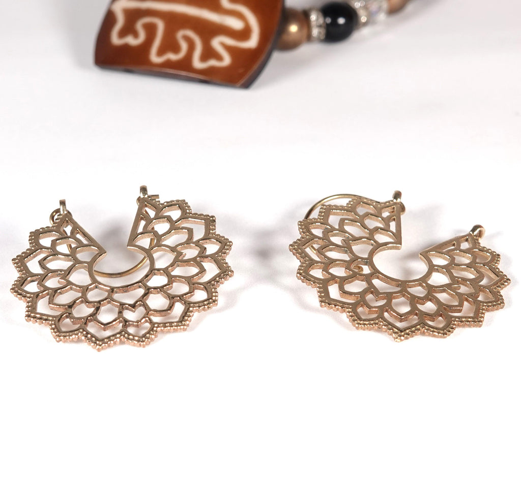Handmade Brass Mandala Earrings, Bohemian Style