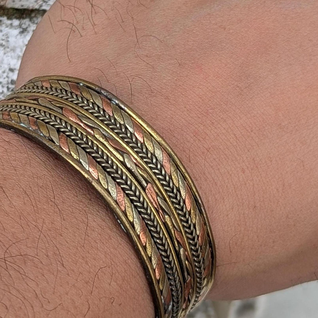 Vintage Copper Brass Large/Medium Cuff Bracelet—Unisex Healing Bracelet (cb-115)