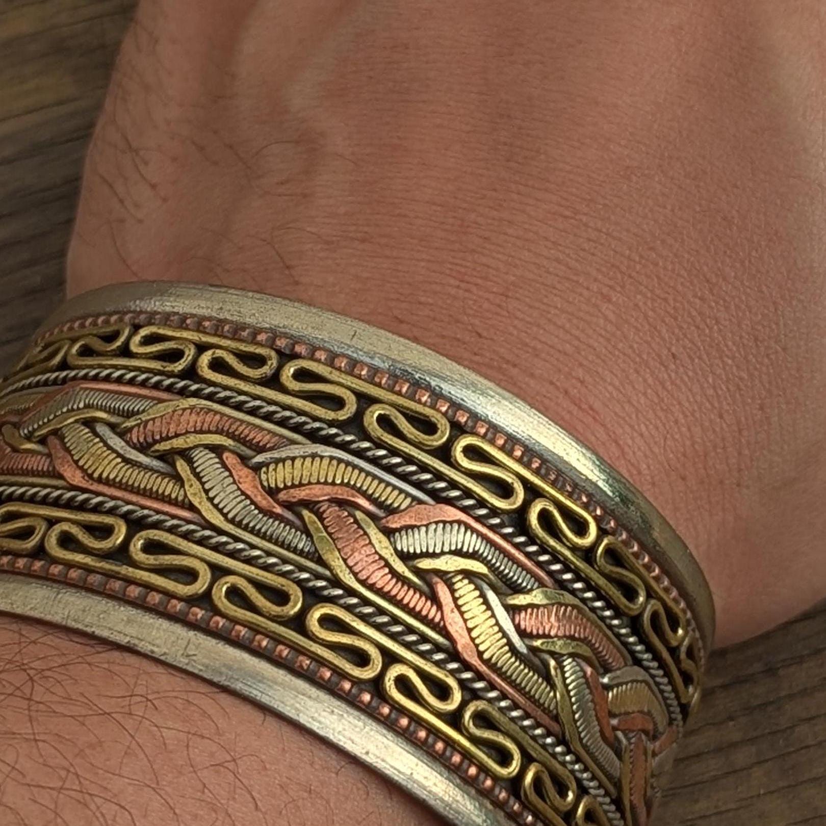 Vintage Copper Brass Large/Medium Cuff Bracelet—Unisex Healing Bracelet (cb-115)