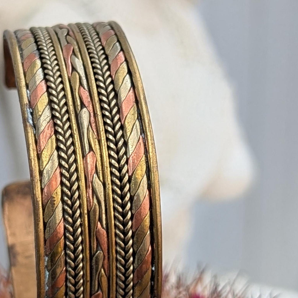 Vintage Copper Brass Large/Medium Cuff Bracelet—Unisex Healing Bracelet (cb-115)