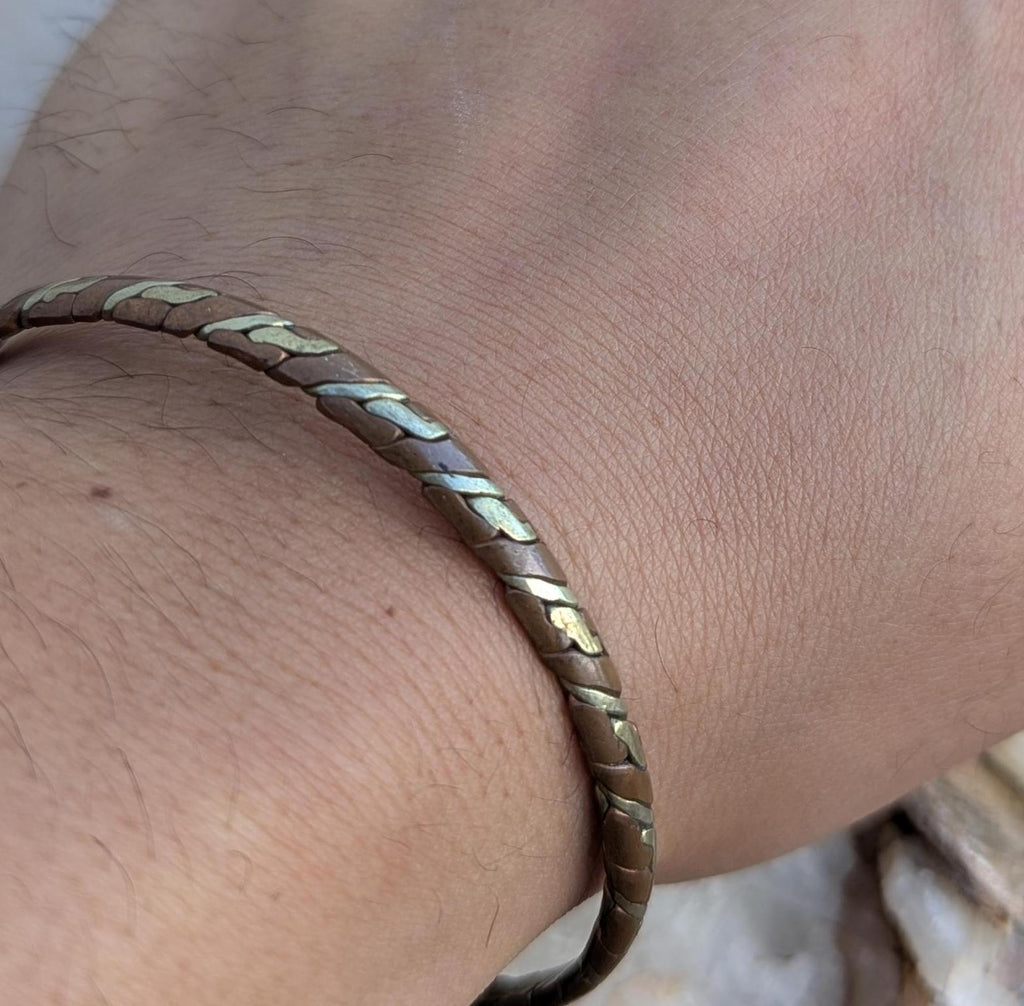 Vintage Copper & Brass Cuff Bracelets: Twisted Boho Gemstone Jewelry