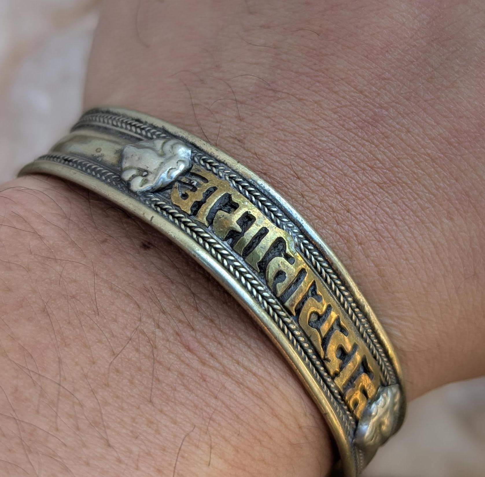 Handcrafted Mantra Cuff Bracelet: Tibetan Spiritual Jewelry