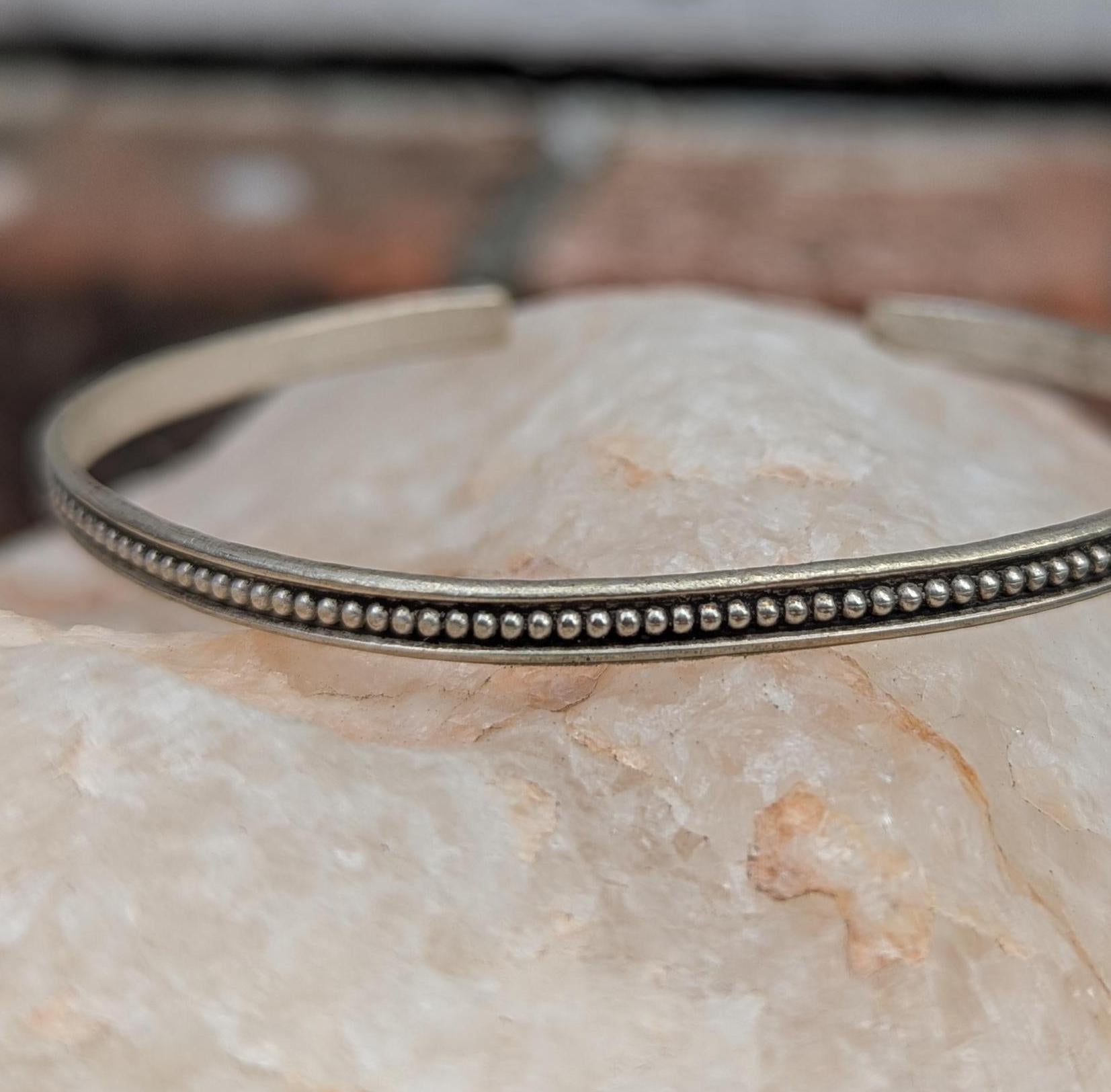 Vintage Silver Cuff Bracelet Set: Handcrafted Boho Jewelry