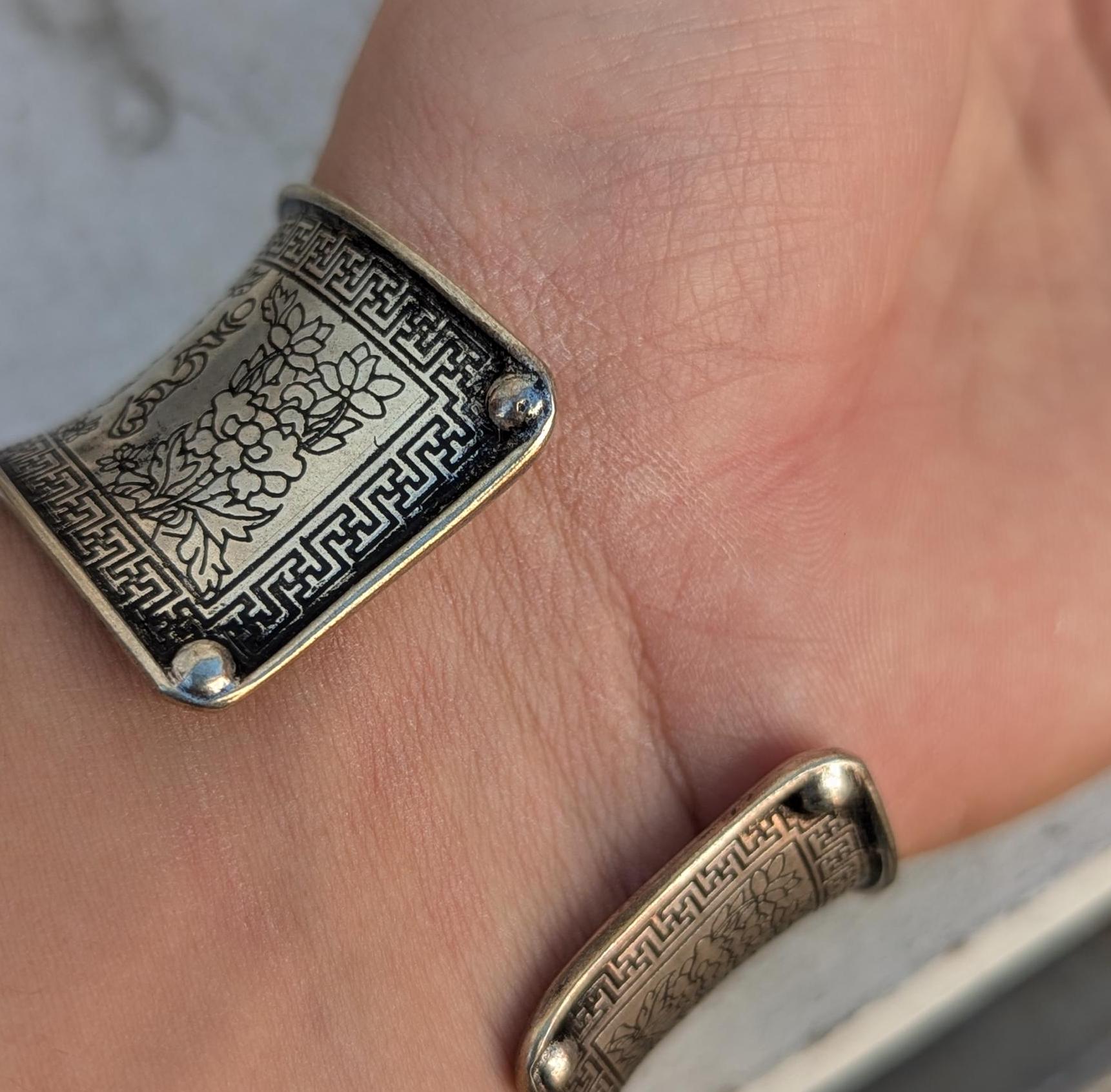 Tibetan Silver Cuff Bracelet Set: Om Mani Padme Hum & Turquoise Mantra