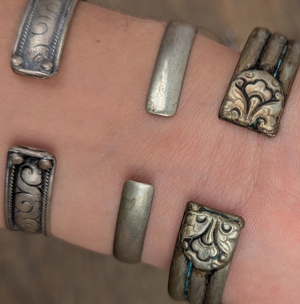 Handcrafted Tibetan Cuff Bracelet Set: Silver Wind & Mantra Jewelry cb-140