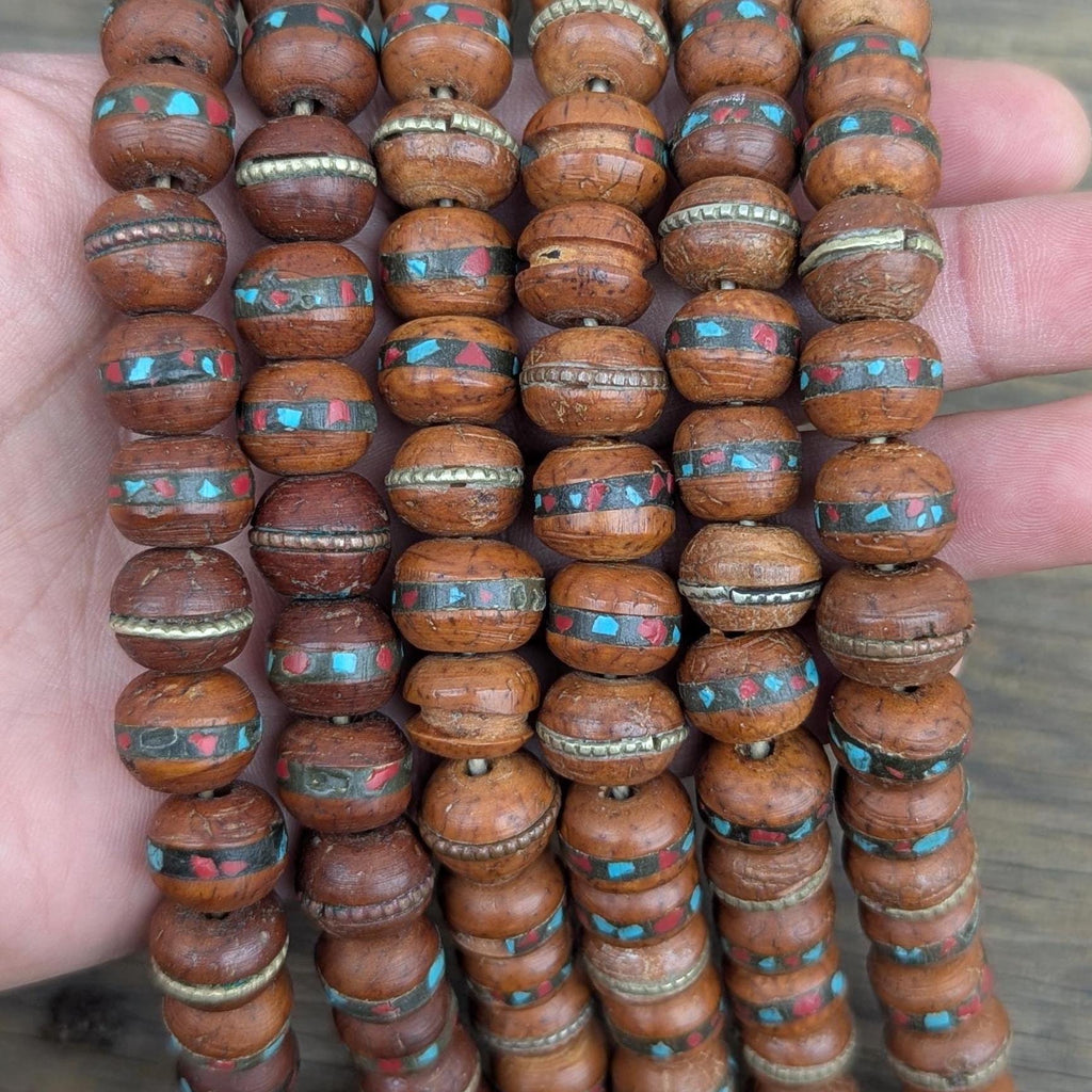 Handcrafted Bodhi Seed Mala: Tibetan Meditation Necklace with Turquoise & Coral