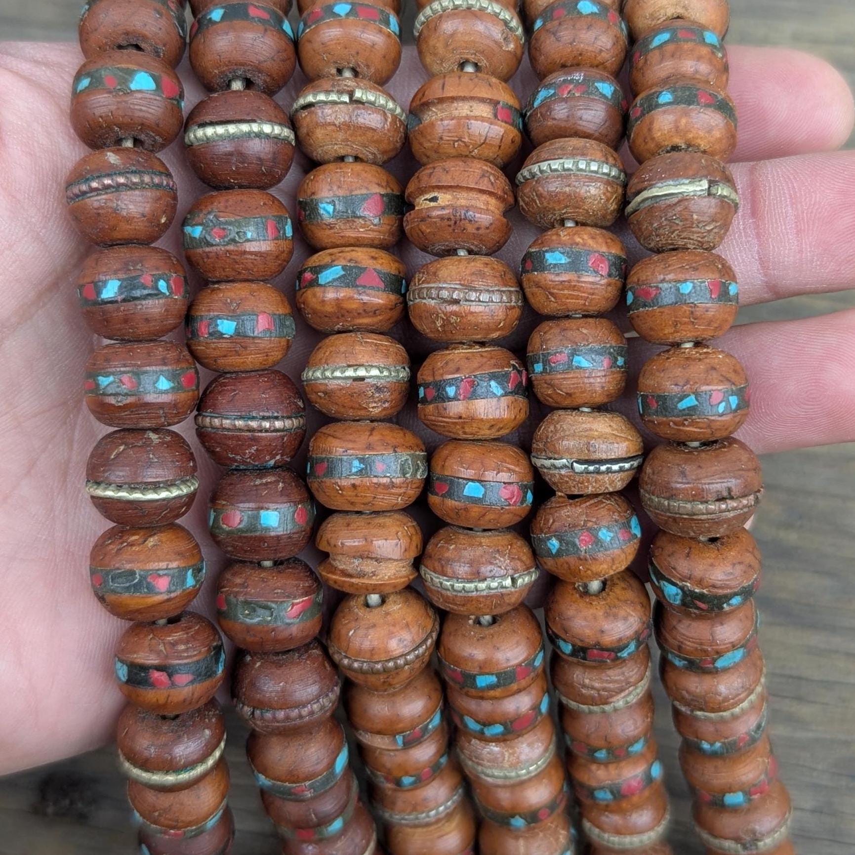 Handcrafted Bodhi Seed Mala: Tibetan Meditation Necklace with Turquoise & Coral