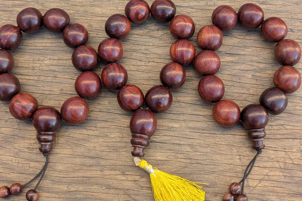 Handcrafted Red Sandalwood Wrist Mala: Tibetan Meditation Beads (BM18)