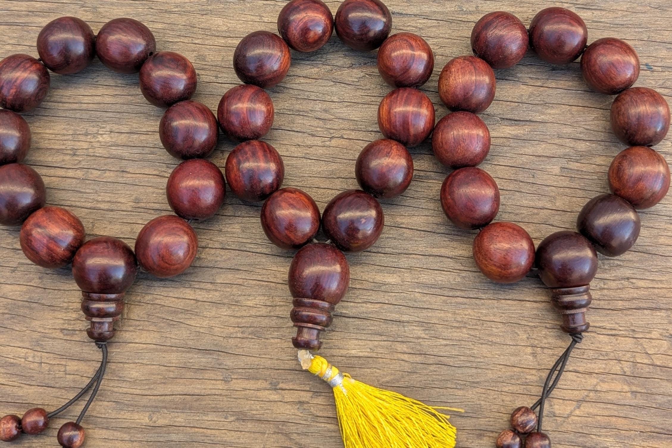 Handcrafted Red Sandalwood Wrist Mala: Tibetan Meditation Beads (BM18)
