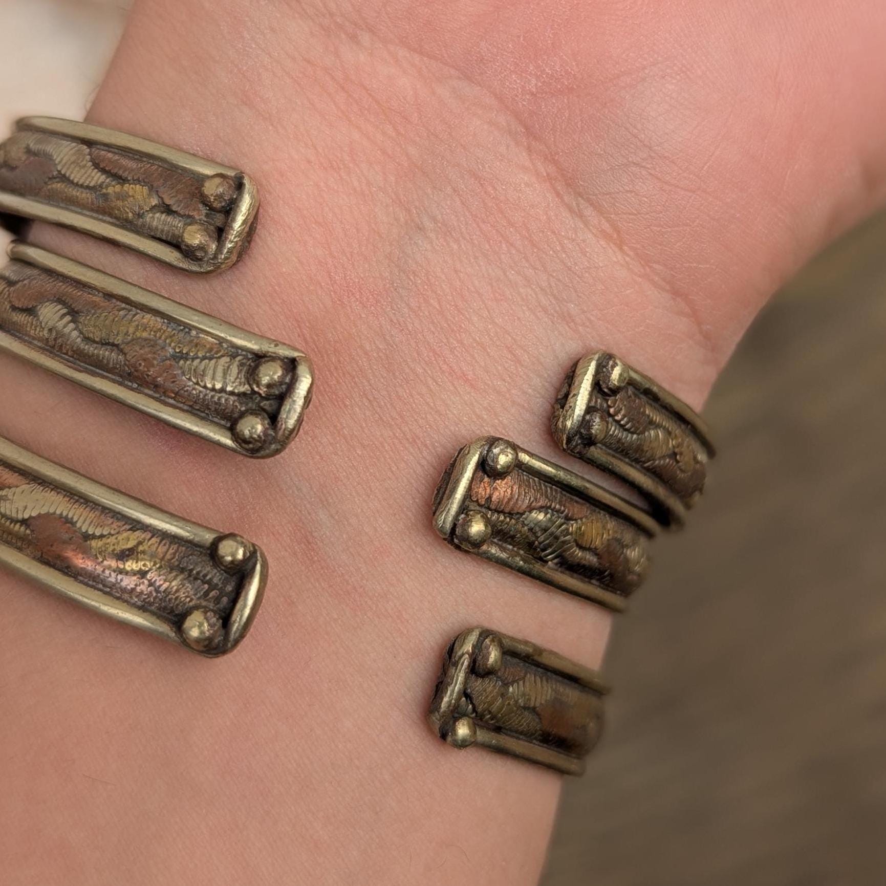 Handcrafted Tibetan Silver Cuff Bracelet: Lapis Lazuli, Moonstone, Tiger's Eye
