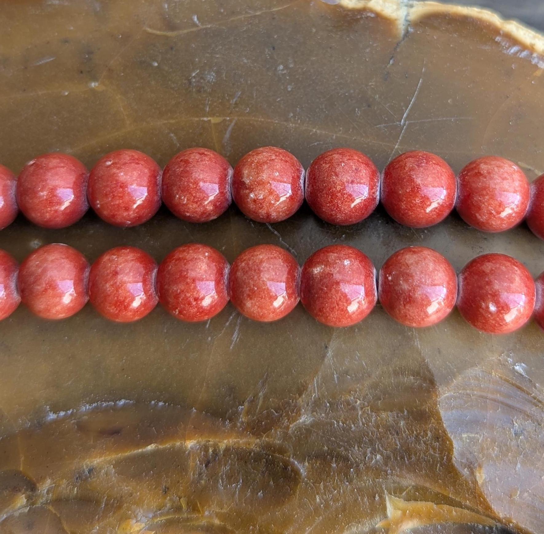 Vintage Tibetan Buddhist coral glass beads mala—Handcrafted Meditation Necklace (bm-114)