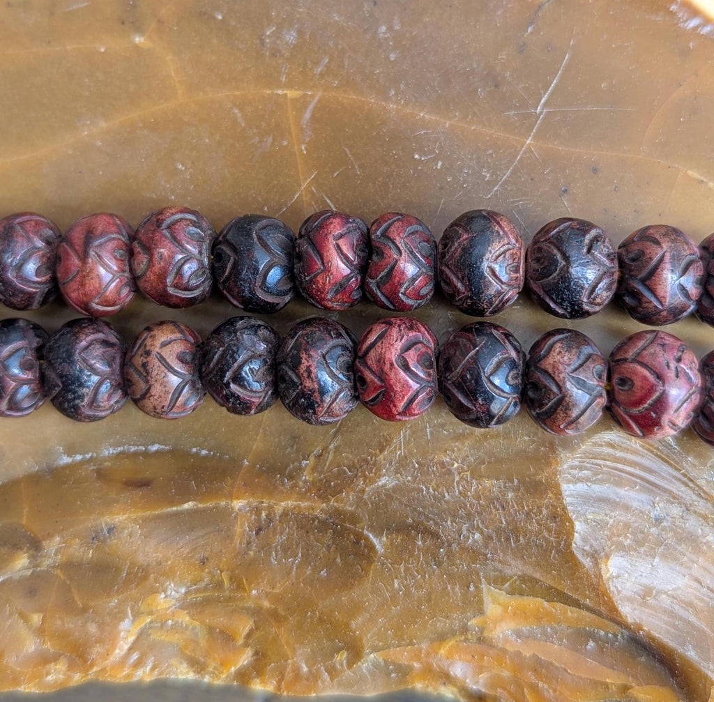 Handcrafted Yak Bone Mala: Tibetan Buddhist Lotus Prayer Beads