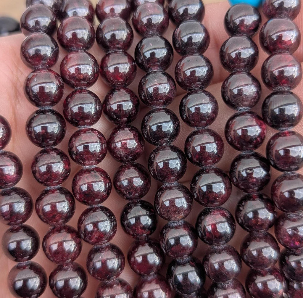 Handmade Tibetan Dark Garnet Bead Mala with Turquoise Guru Bead (bm-118)