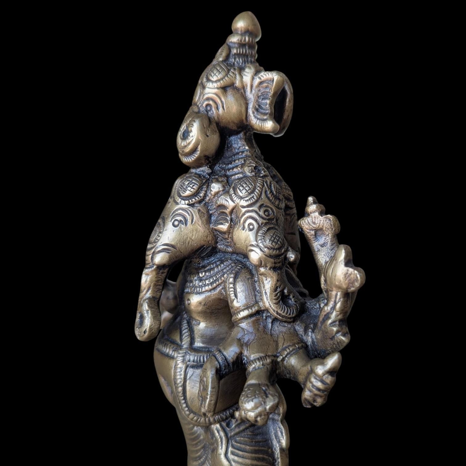 vintage combination of brass and bronze Ten hands on a standing figure of Lord Ganesha