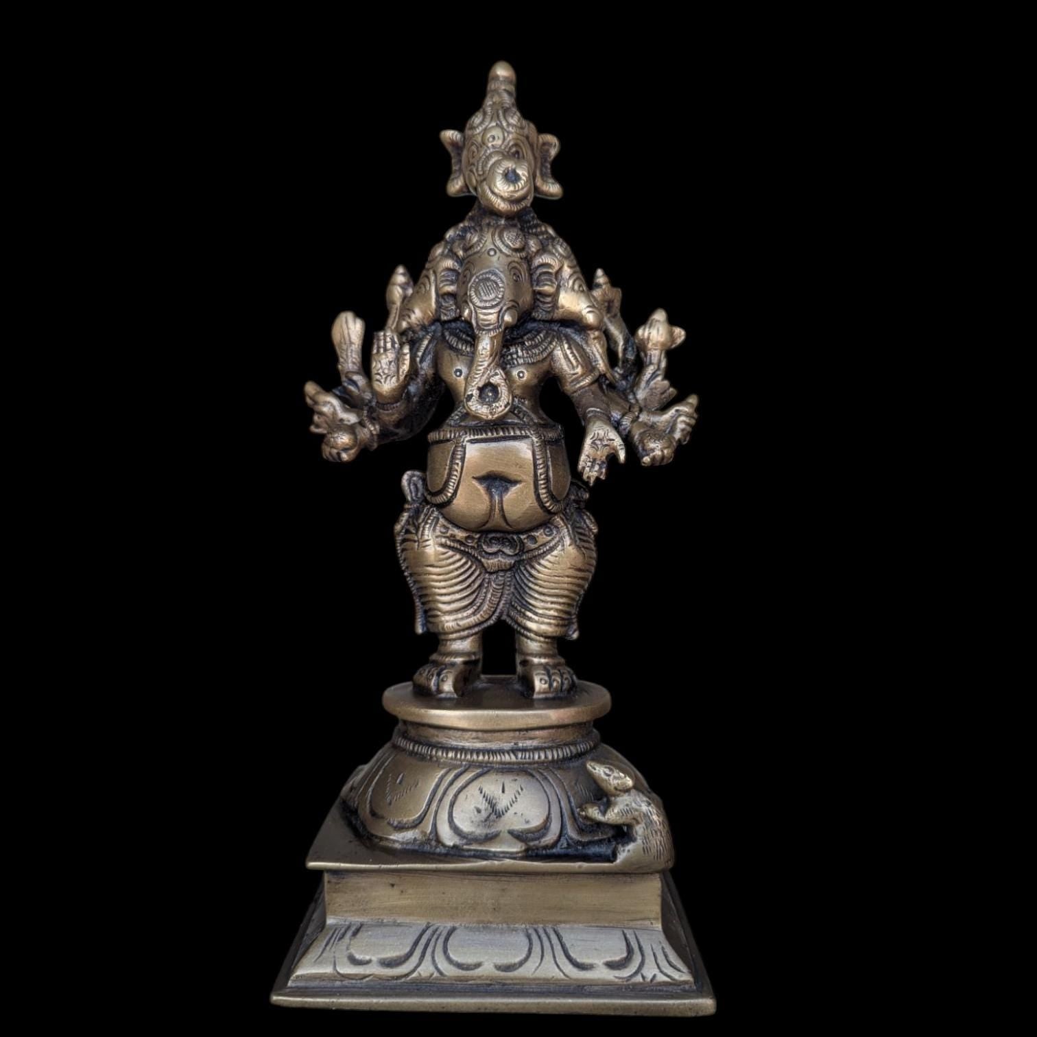 vintage combination of brass and bronze Ten hands on a standing figure of Lord Ganesha