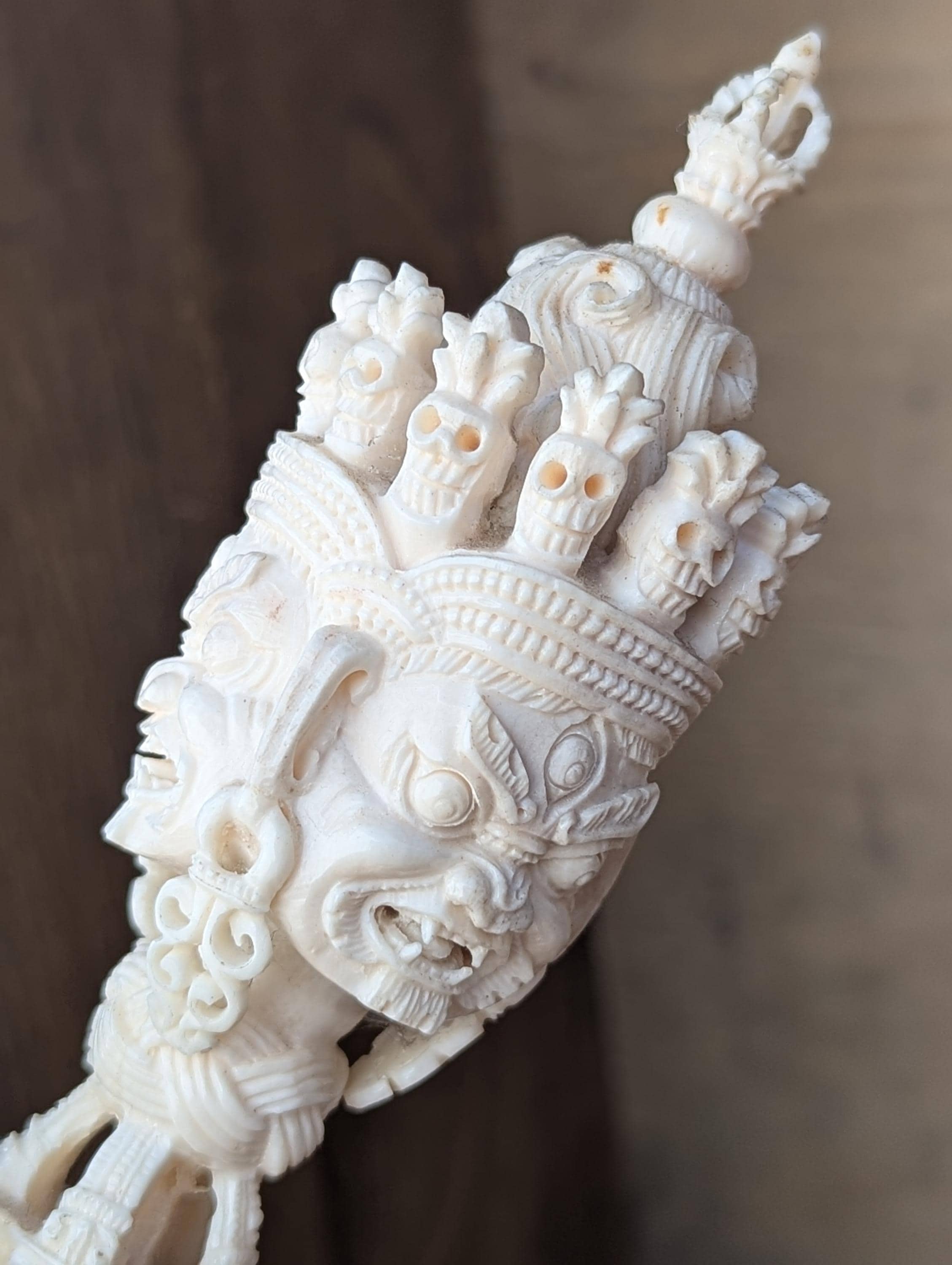 Hand-Carved Buffalo Bone Tibetan Phurba | Himalayan Ritual Dagger